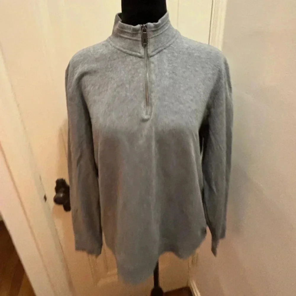 Ted Baker Mens Gray Quarter Zip Sweater Pullover Knit Cotton Size 3/Medium